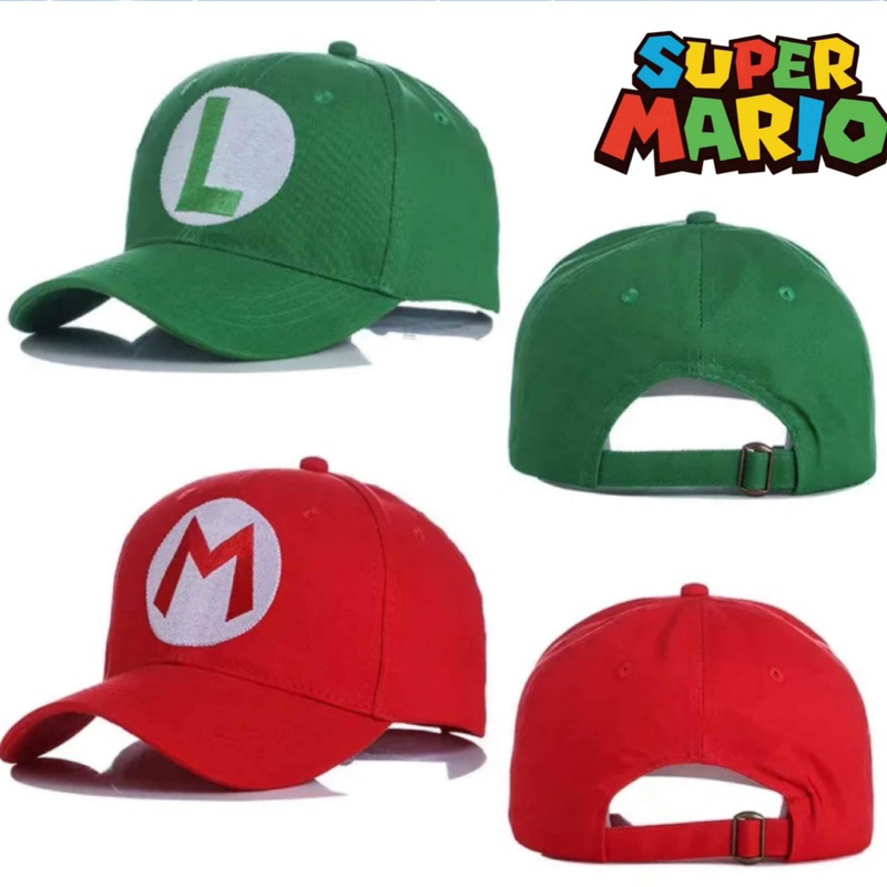 ( พร้อมส่ง ) หมวกกันแดด Mario cap มาริโอ้ ลุยจิ หมวกปาร์ตี้ ของขวัญ น่ารัก