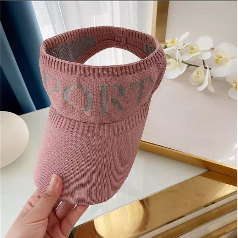 [พร้อมส่ง] หมวกผู้ใหญ่ครึ่งหัวไตล์เกาหลี หมวกเปิดหัวกันแดดสำหรับผู้หญิง ลาย SPORT