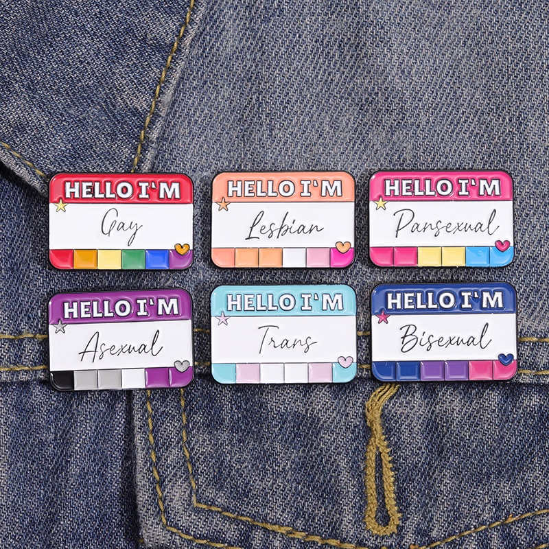 พร้อมส่ง เข็มกลัด รูป Hello I Am Enamel Pins LGBT สร้างสรรค์ เครื่องประดับ สําหรับเพื่อน