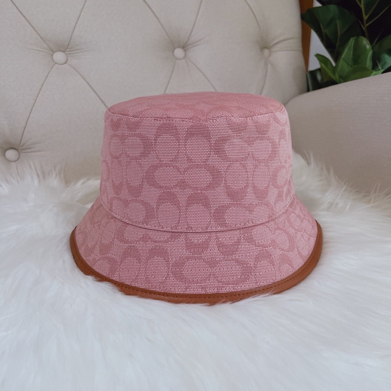 พร้อมส่ง แท้ %  COACH Signature Jacquard Bucket Hat หมวก
