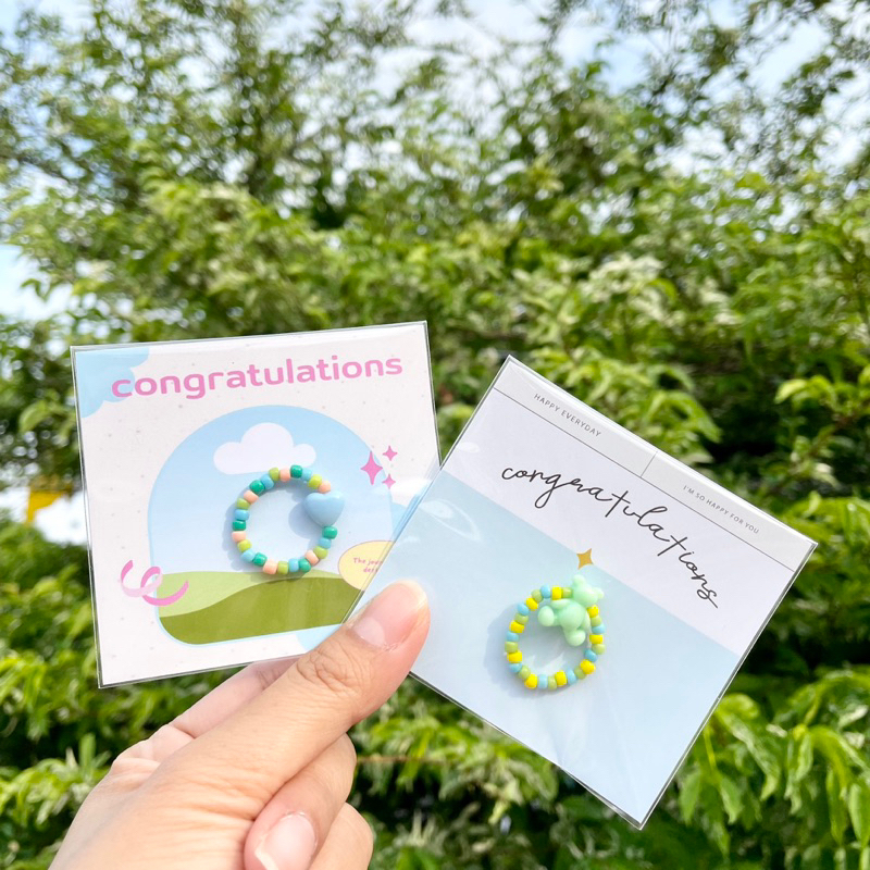 พร้อมส่ง   แหวนลูกปัดคละสี น่ารัก ของขวัญ ปัจฉิม งาน handmade (ราคาต่อชิ้น)