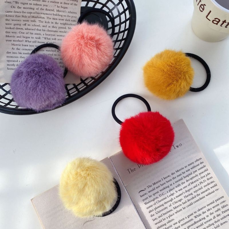 พร้อมส่ง‼ ยางรัดผม ยางมัดผม ปอมปอม ขนมิงค์เทียม ยางรัดผมปุยน่ารัก
