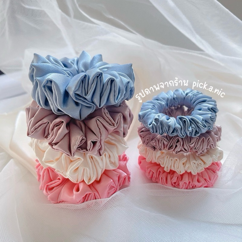 พร้อมส่ง❤️ ยางรัดผม ผ้าเครปซาตินอย่างดี SCRUNCHIES ยางรัดผมโดนัท ยางรัดผมถนอมเส้นผม