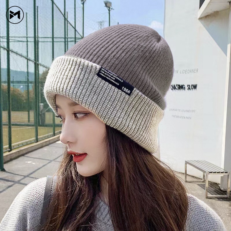 มาใหม่ หมวกบีนนี่ ผ้าถัก แบบหนา ให้ความอบอุ่น สไตล์เกาหลี สําหรับผู้หญิง และผู้ชาย 2023