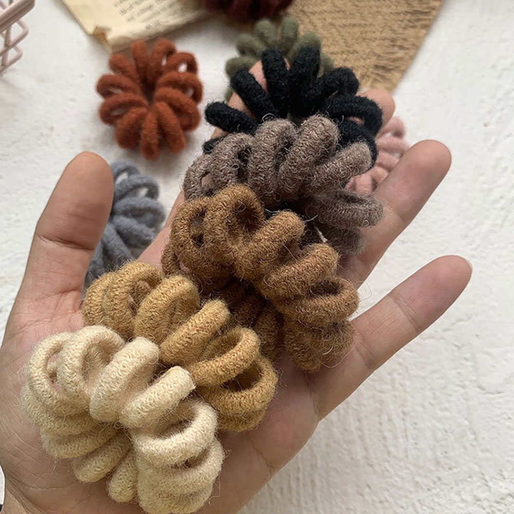ยางมัดผมหางม้า แบบเกลียว แบบยืดหยุ่น สีพื้น สไตล์เกาหลี สําหรับผู้หญิง