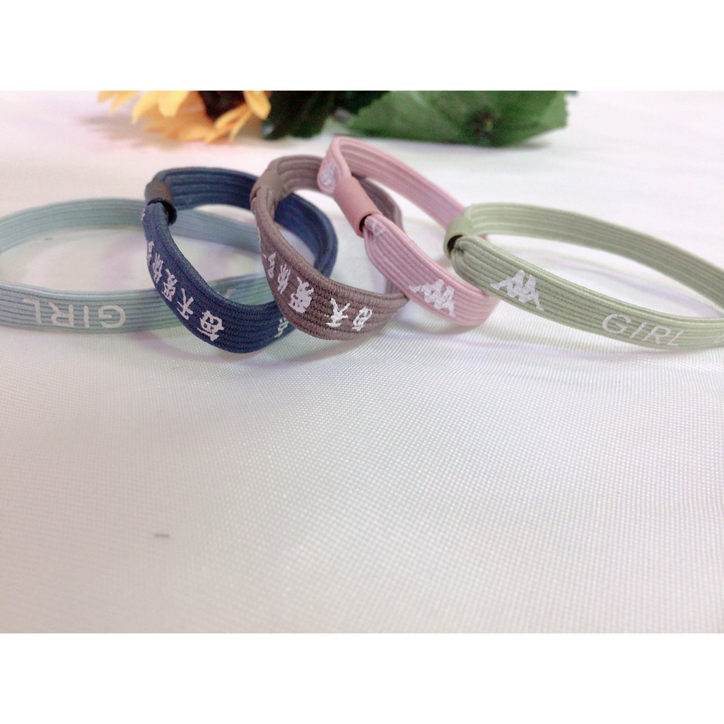 ยางรัดผม ลายอักษร เชือกผูกผม สุ่มสี  G037