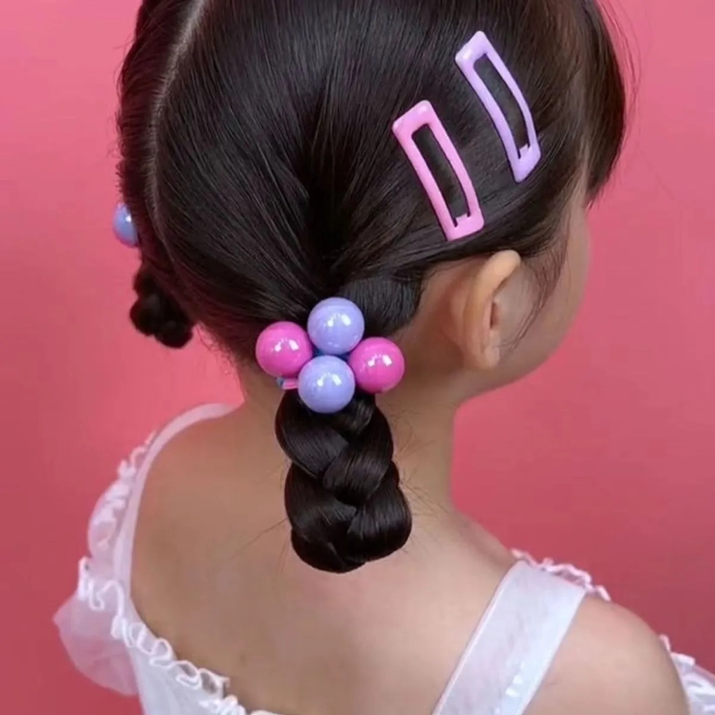 ยางรัดผม แบบยืดหยุ่น ไร้รอยต่อ สีแคนดี้ เรียบง่าย สําหรับเด็กผู้หญิง