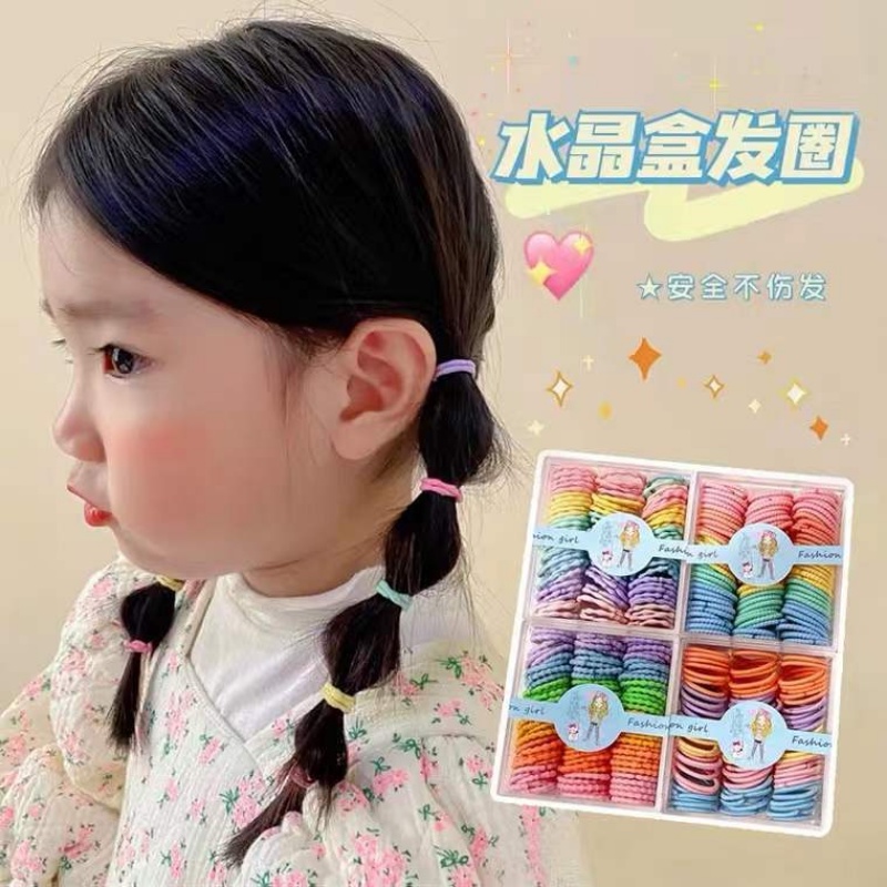 ยางรัดผม แบบยืดหยุ่นสูง น่ารัก เรียบง่าย แฟชั่นเกาหลี เครื่องประดับผม สําหรับเด็ก 90 ชิ้น