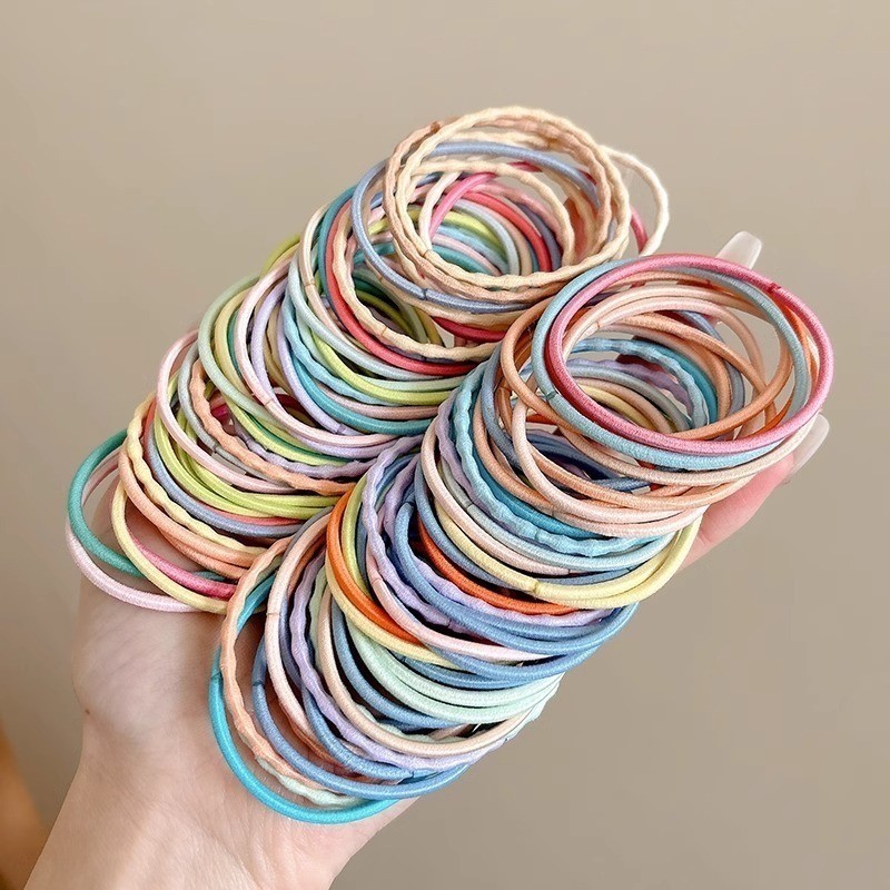 ยางรัดผม แบบยืดหยุ่นสูง สีสันสดใส เครื่องประดับ สําหรับเด็กผู้หญิง จํานวน 48 ชิ้น