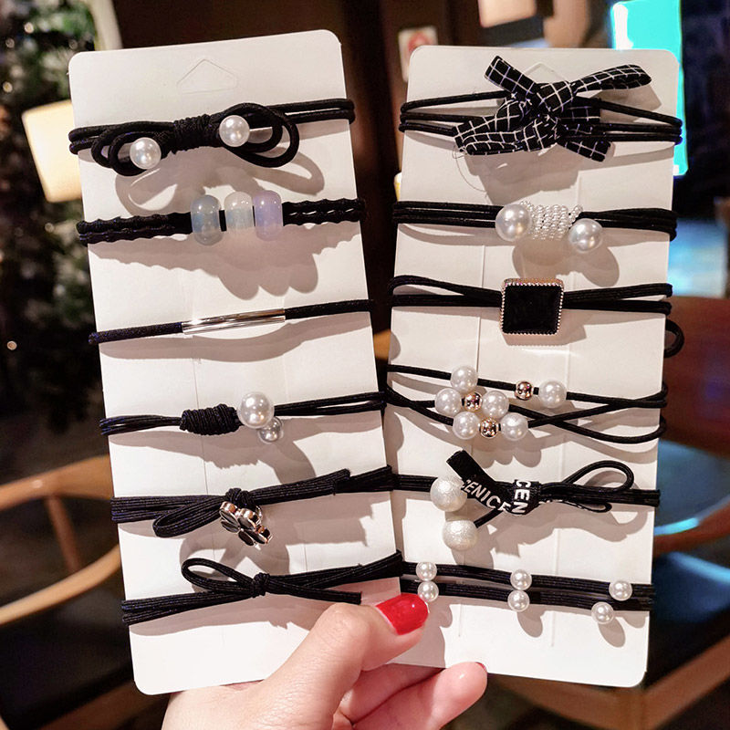 ยางรัดผมประดับโบว์ลายดอกไม้สําหรับผู้หญิง 12 ชิ้น / ชุด