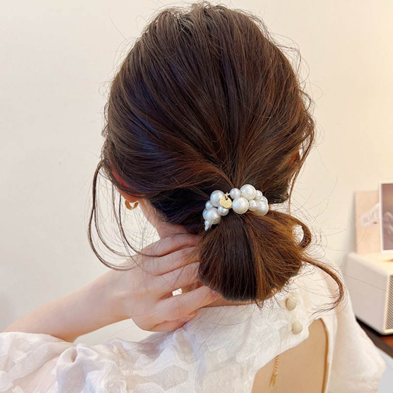 ยางรัดผมมุกโบว์ริบบิ้น Black Pearl Ribbon พร้อมส่งในไมย!!!