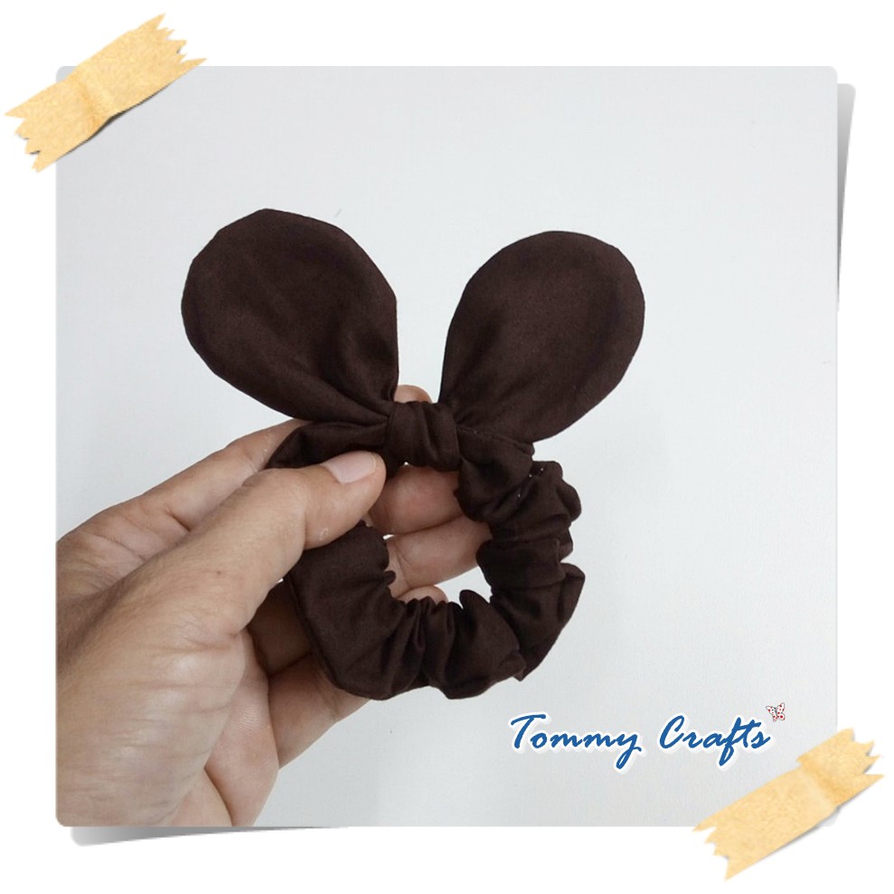 ยางรัดผมหูมิกกี้เม้าส์ โดนัทรัดผม ผ้าคอตตอน สีพื้น 1 Mickey mouse Ears cotton Hair scrunchies