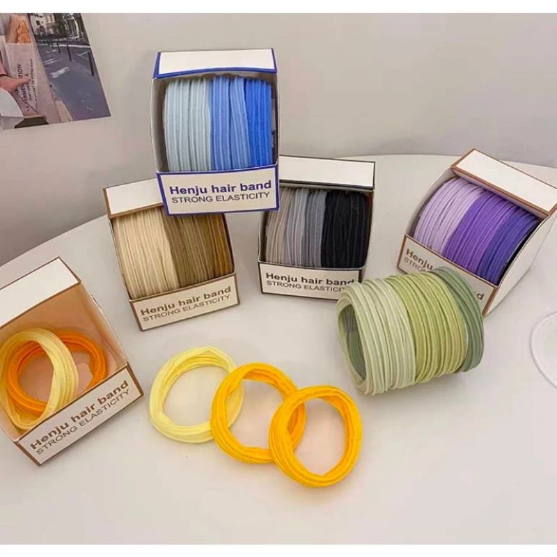 ยางรัดผมแบบเซต ยางรัดผมไร้รอยต่อแบบกล่องสีสดใส สินค้าน่ารักพร้อมส่งจากไทย