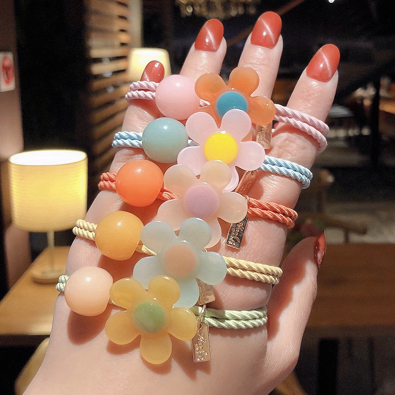ยางรัดผมแฟชั่น ยางรัดผมแฟชั่นเกาหลี ติดจี้ดอกไม้ หมีน้อย แฟชั่นมีหลายสี