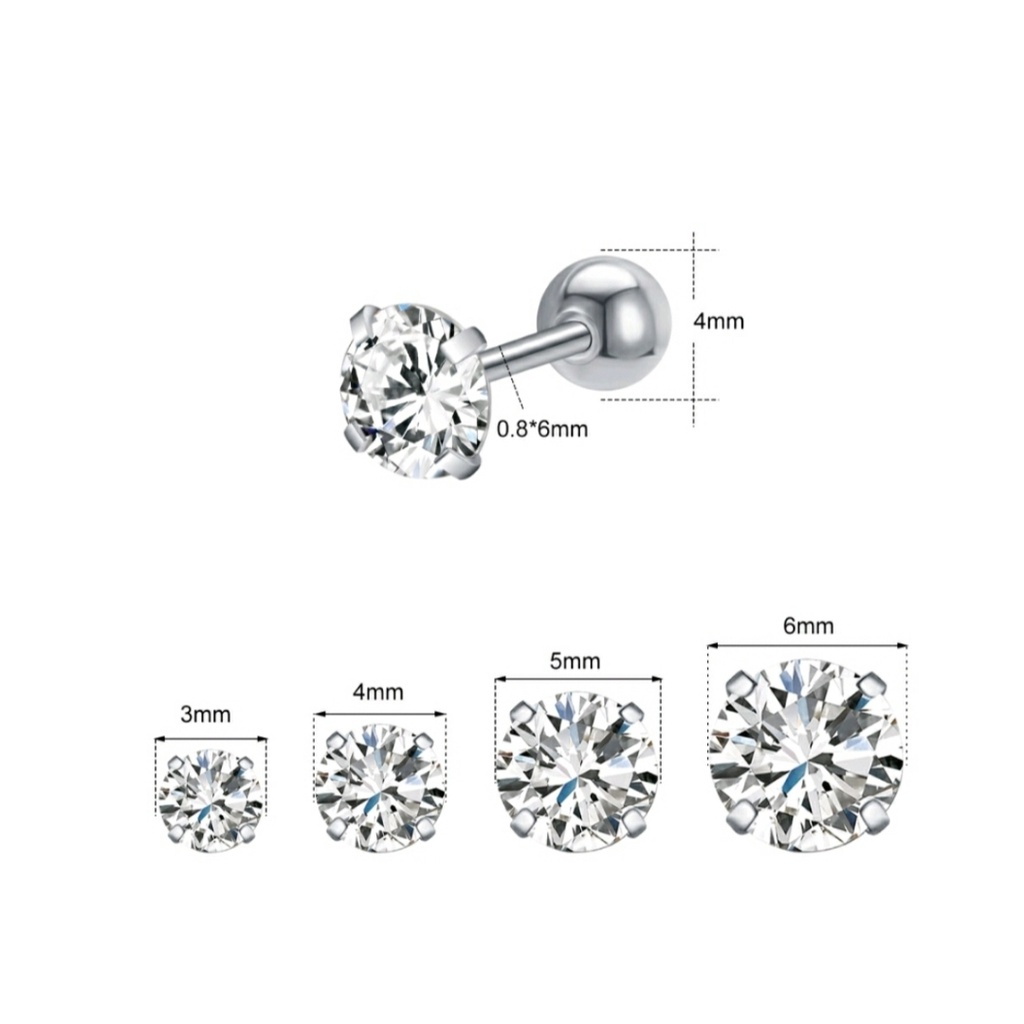 ร้านไทย (1ชิ้น) ก้าน 0.8 mm. เพชรเล่นไฟ เพชรCZ Pinkgold / Yellow  Stainless 316L ไม่เป็นสนิม ไม่ระคายเคือง จิวเพชรกลม