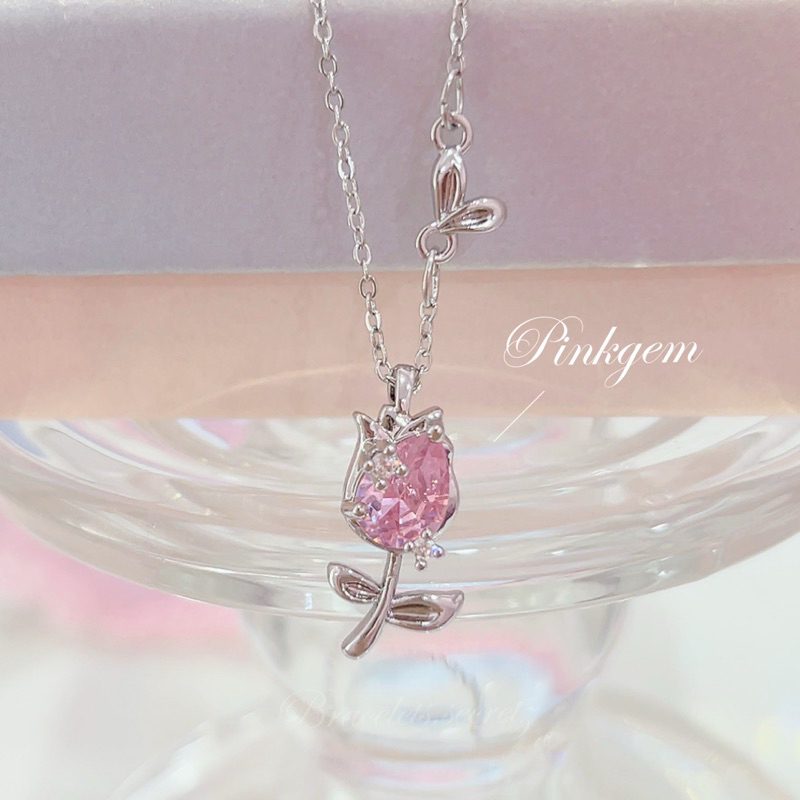 ลด 80.- โค้ดหน้าร้าน   พร้อมส่ง   Valentine  สร้อยคอเงินแท้92.5%  (111)สร้อยคอเจ้าหญิง สร้อยคอกุหลาบ วาเลนไทน์