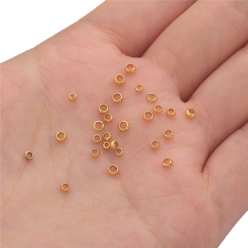 ลูกปัดทองแดง 18K Gold Plated 2.5 มม. 3 มม. 100 ชิ้นสําหรับทําเครื่องประดับสร้อยคอสร้อยข้อมือ Diy