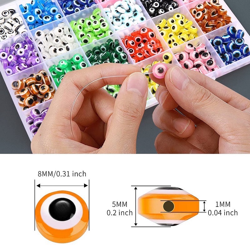 ลูกปัดลูกตาชั่วร้าย หลากสี 6 มม. / 8 มม. สําหรับทําเครื่องประดับ DIY