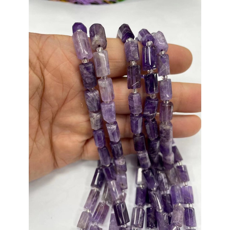 ลูกปัดหินธรรมชาติ ทรงกระบอก สําหรับทําเครื่องประดับ สร้อยคอ DIY ขนาด 8x10.5 มม.