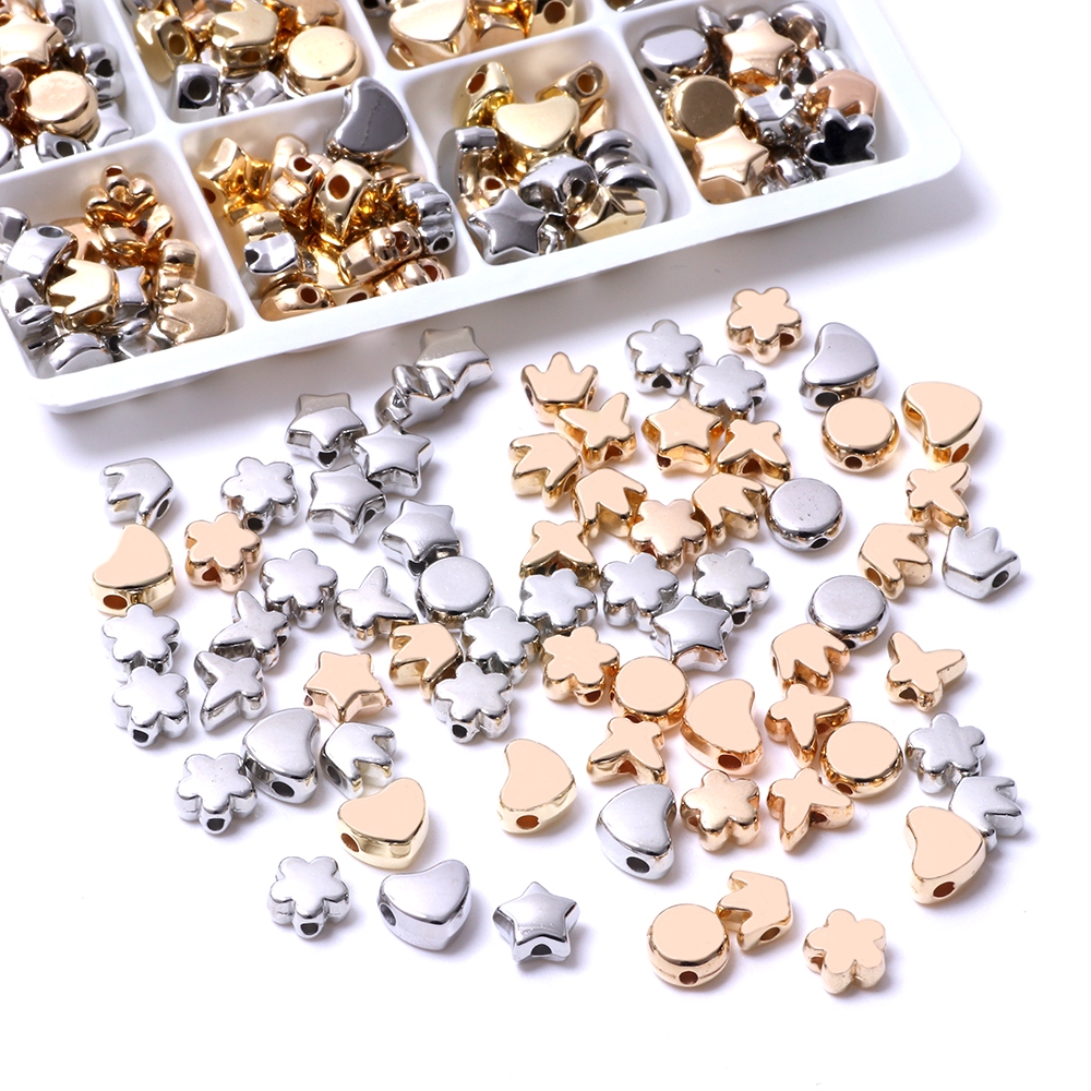 ลูกปัดอะคริลิค รูปมงกุฎ ดาว หัวใจ ดอกไม้ สําหรับทําเครื่องประดับ DIY 100 ชิ้น