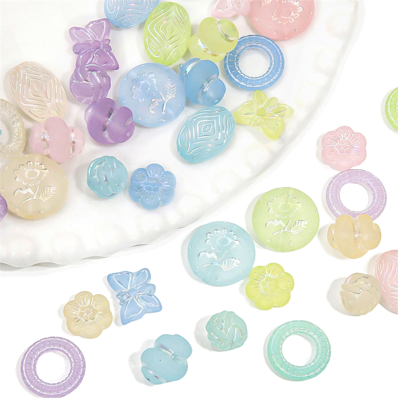 ลูกปัดอะคริลิคใส รูปเส้น สีเงิน แฮนด์เมด DIY