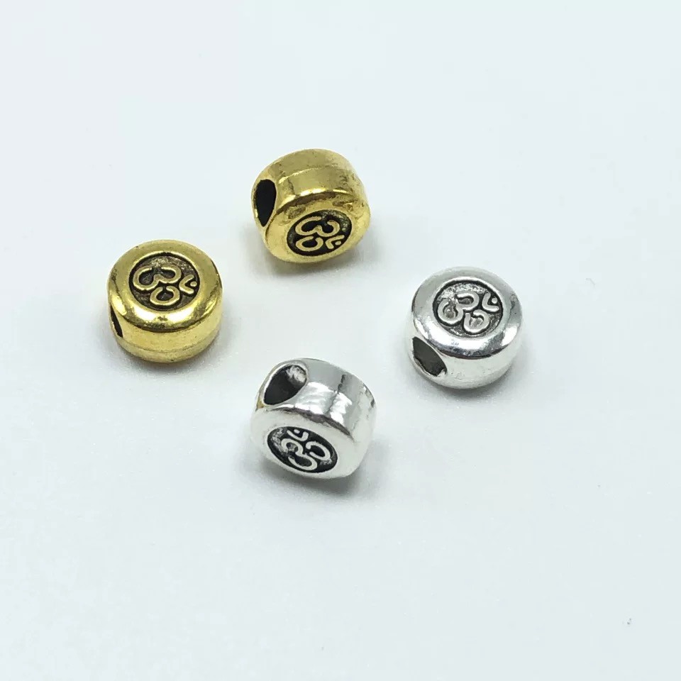 ลูกปัดเงินทิเบตลายโอม 10mm