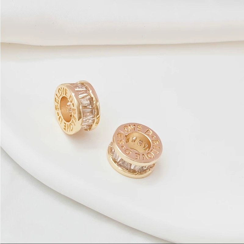 ลูกปัดเพทาย ทอง 14K ฝังเพทาย แฮนด์เมด DIY สําหรับทําเครื่องประดับ สร้อยคอ สร้อยข้อมือ