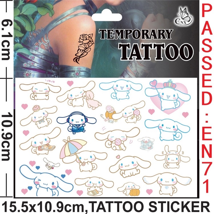 สติกเกอร์รอยสัก ลายการ์ตูน Sanrio น่ารัก สําหรับเด็ก