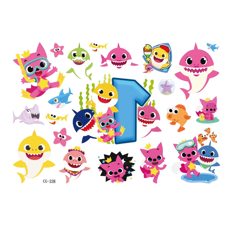 สติกเกอร์รอยสัก ลายฉลามน่ารัก แบบใช้แล้วทิ้ง ขนาด 10.5X15.5 ซม. สําหรับเด็ก จํานวน 1 ชิ้น