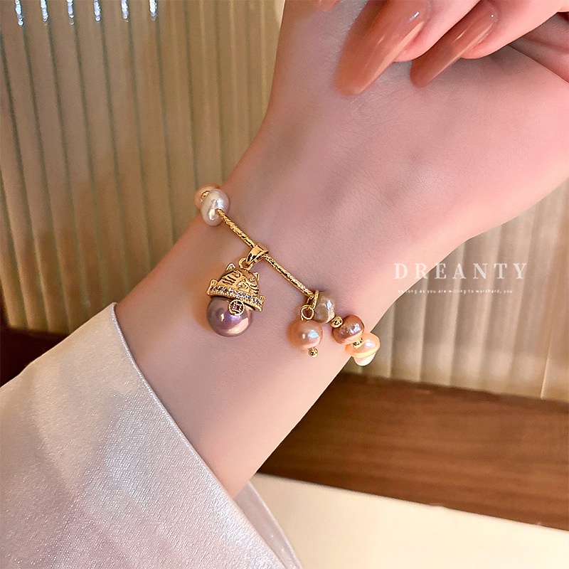 สร้อยข้อมือ ประดับไข่มุก เพทาย แฟชั่นบาร็อค สําหรับผู้หญิง