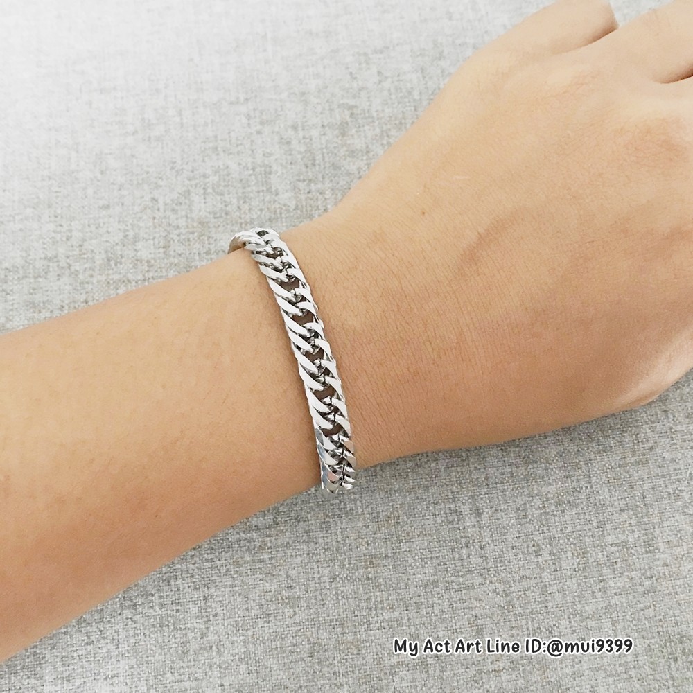 สร้อยข้อมือ สแตนเลส No.8 6-12 mm เลสข้อมือ สร้อยข้อมือโซ่ สร้อยข้อมือแสตนเลสแท้ราคาถูก