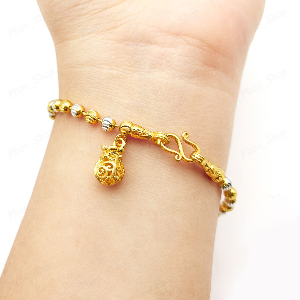 สร้อยข้อมือจี้ถุงทอง เพื่อความเป็นศิริมงคล รับประกันคุณภาพ# P77-92