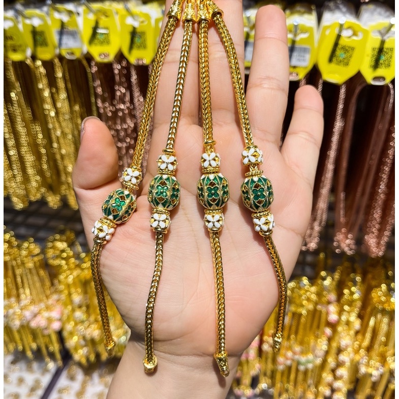 สร้อยข้อมือทองลงยา(ผสมเศษทองแท้) งานสวย คุณภาพดี ใส่อาบน้ำได้ มีปลายทาง