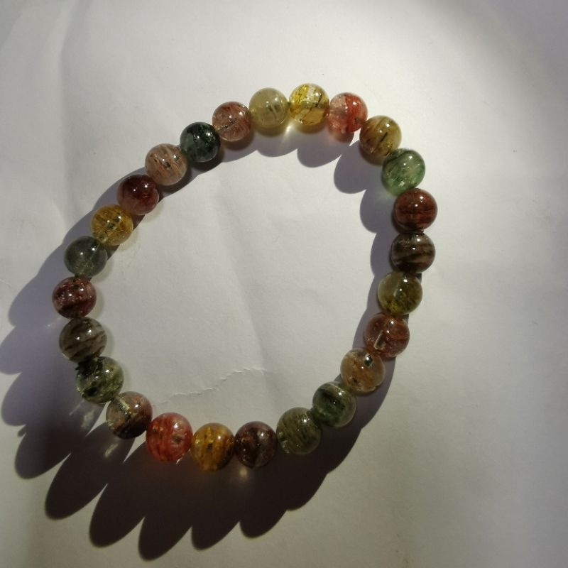 สร้อยข้อมือผีคริสตัลหลากสีธรรมชาติ 8mm-14mm