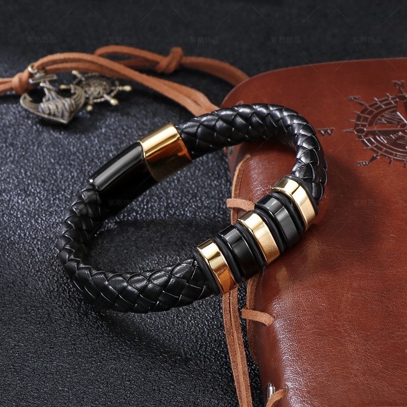 สร้อยข้อมือหนัง สไตล์ฮิปฮอป วินเทจ เครื่องประดับแฟชั่น สําหรับผู้ชาย
