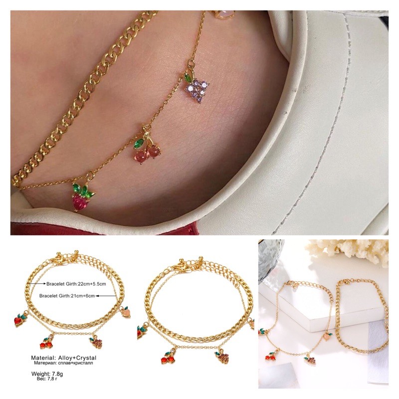 สร้อยข้อเท้าประดับมุกขาวกับจี้หัวใจพร้อมส่ง