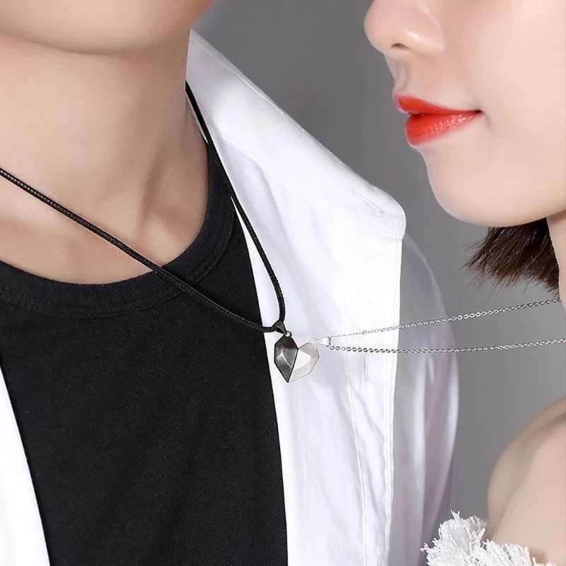 สร้อยคอ จี้แม่เหล็ก รูปหัวใจ สำหรับคู่รัก