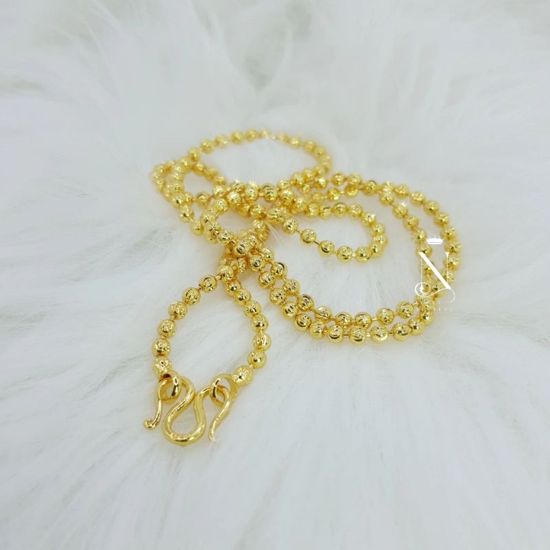 สร้อยคอทQง เม็ด3มิล 1บ พรีเมี่ยม เทียบแท้ สวยทนมาก ประจำวัน หญิง