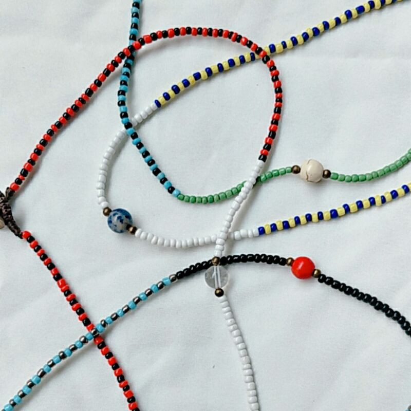 สร้อยคอมินิมอลงานเชือกทำมือ+หินแท้ ทนทานอย่างดี สุดฮิต มีหลายสี