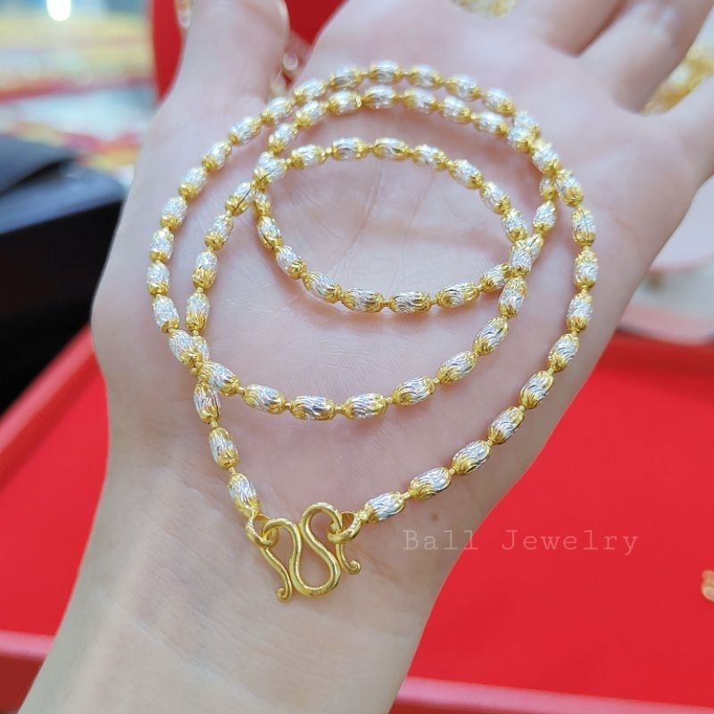 สร้อยคอลายเม็ดข้าวสีเดียวและ3กษ.