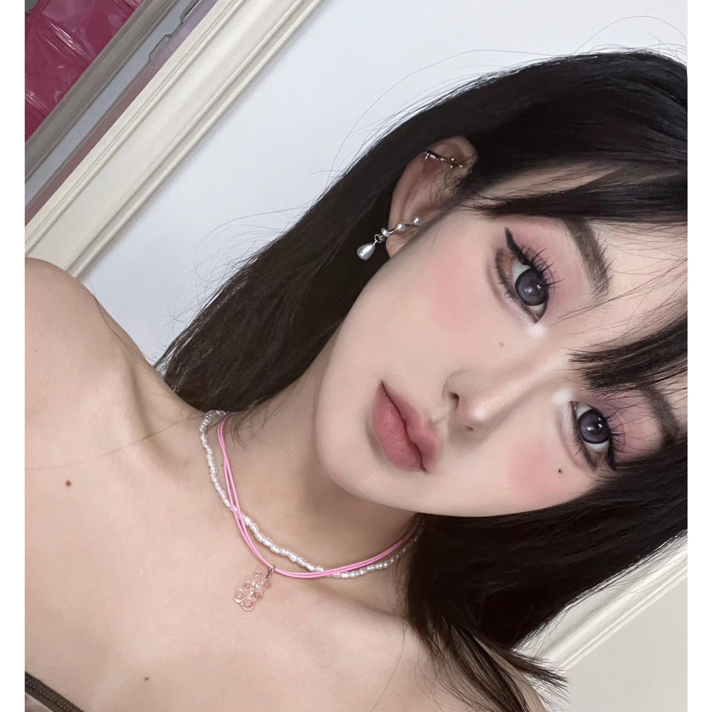 สร้อยคอหมีเยลลี่แบร์สีสันสดใสสวยหวานน่ารักลูกปัดขาวเวอร์ชั่นญี่ปุ่นและเกาหลี