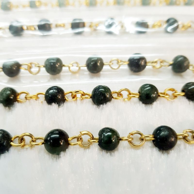 สร้อยคอหยกดำ หยกพม่าแท้ %  Necklace Burma Back Jade 24