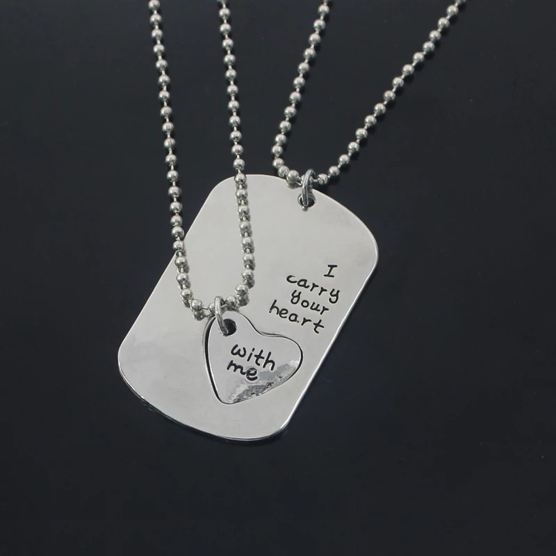 สร้อยคอโซ่ จี้ตัวอักษร Your Heart Is With Me ประดับลูกปัด แฟชั่นคู่รัก 2 ชิ้น