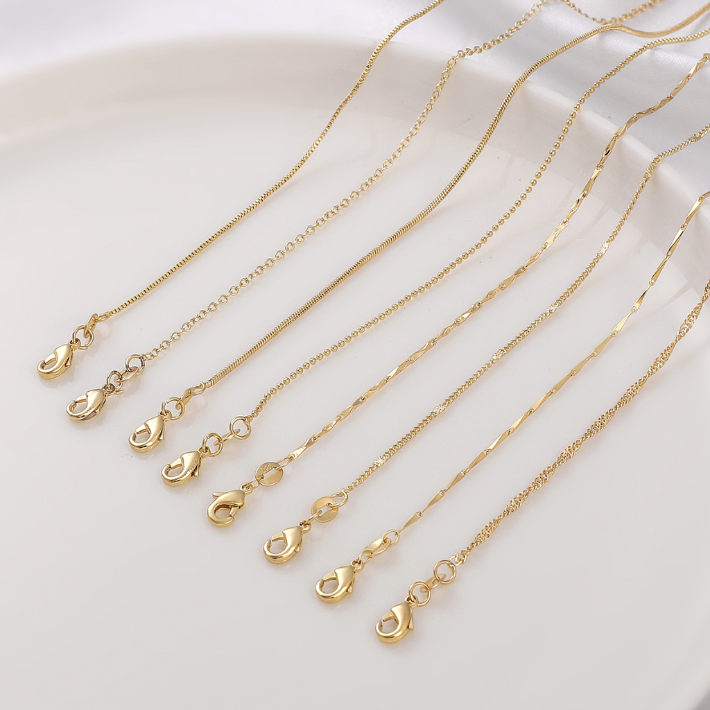 สร้อยคอโซ่ทองแดง ชุบทอง 14K 10 เส้น เครื่องประดับแฟชั่น DIY
