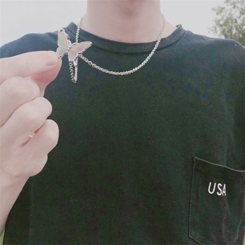 สร้อยคอโซ่เปลี่ยนสีสีได้รูปผีเสื้อสีฟ้าสีเขียวม่วง (A12-02-1)