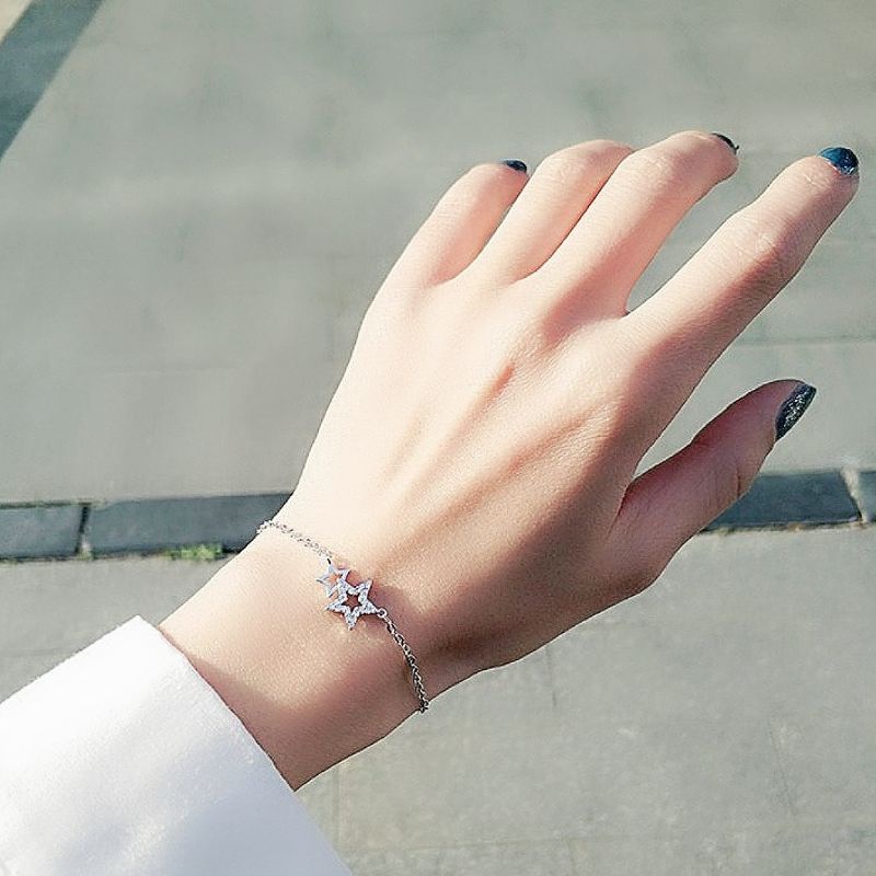 สร้อยมือมินิ สร้อยมือแฟชั่นผู้หญิง สร้อยมือสีเงิน สไตล์เกาหลี