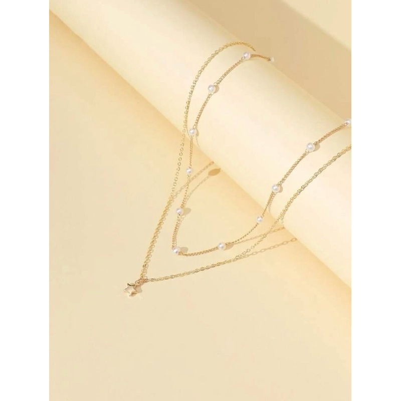สร้อยเลเยอร์ สร้อยมุก จี้ดาว พร้อมส่ง! (#P5)
