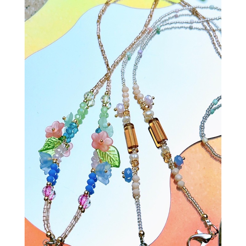 สายคล้องแมส Duo set  Brown sugar jelly กับ Bouquet mask strap