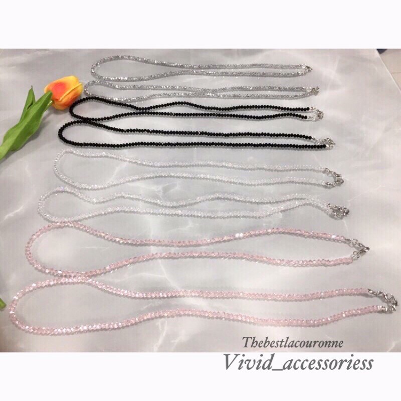 สายคล้องแมสเม็ดคริสตัลวิบวับซื้อ3เส้นแถมห่วงคล้องแว่น (แจ้งในหมายเหตุด้วยนะคะ)