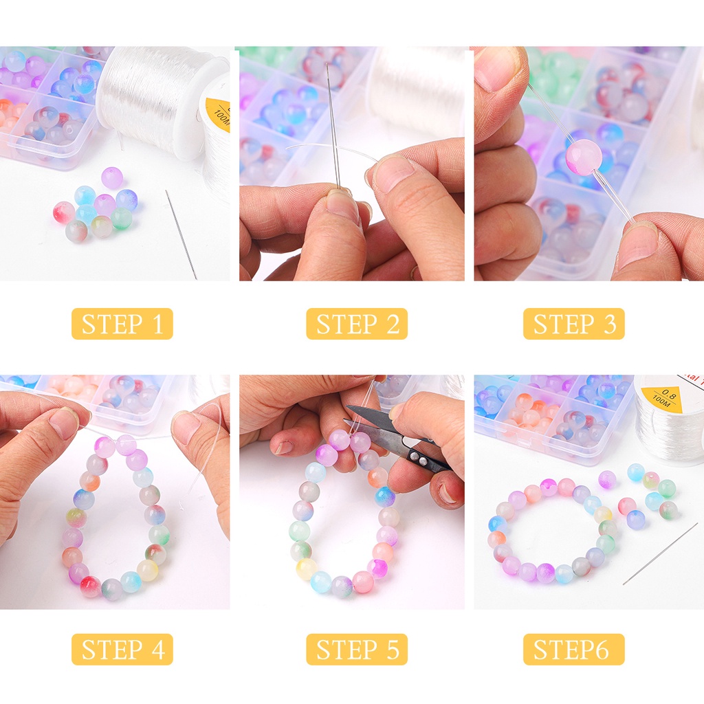 สายเชือก สีพื้น แบบยืดหยุ่น สําหรับทําเครื่องประดับ ขนาด 0.6 - 1 มม.